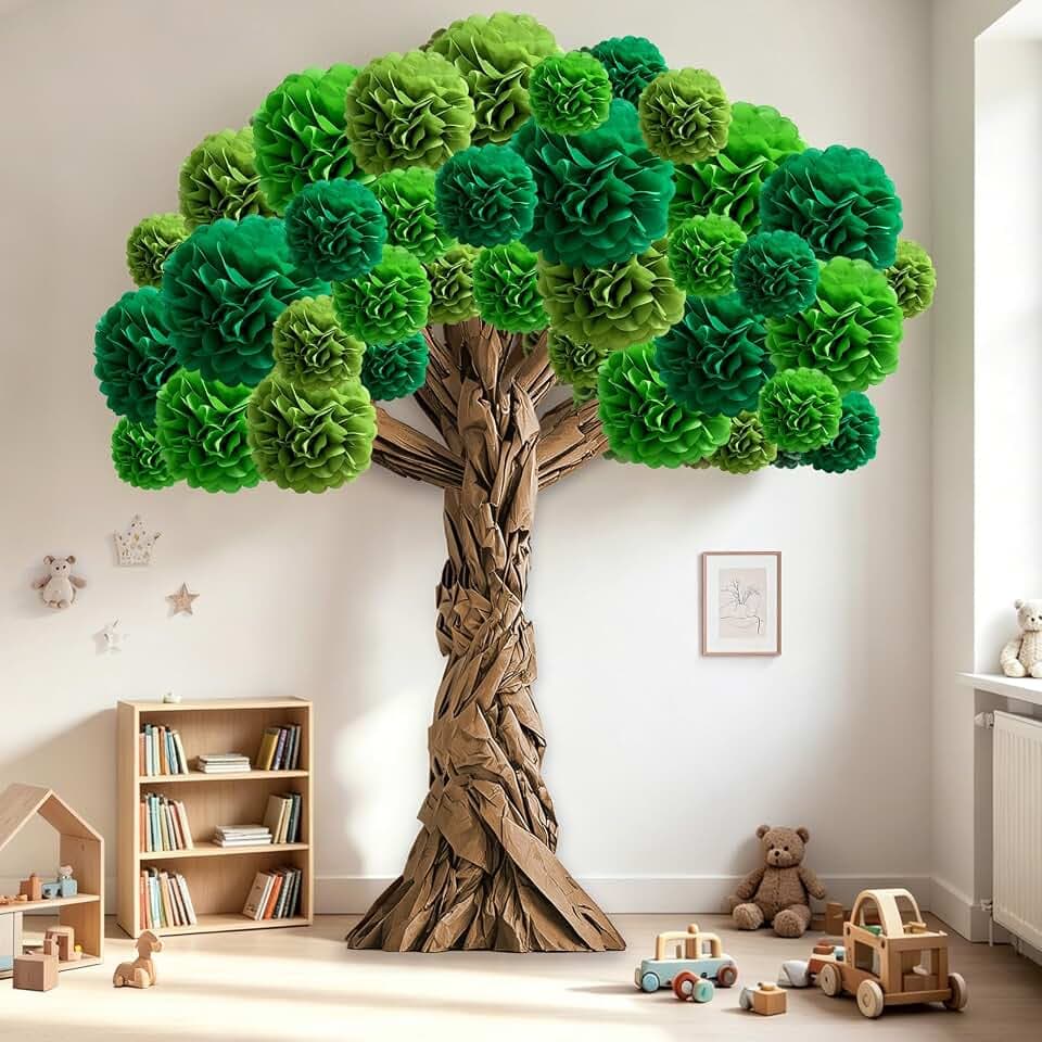 36 Pcs Classroom Tree Bulletin Board Set, DIY 3D Cardboard Tree
