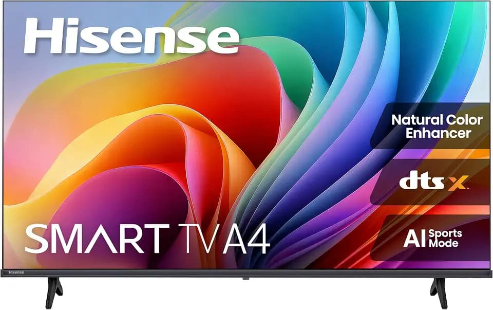 Hisense 32-Inch Class A4 Series HD 1080p Smart VIDAA TV (32A4NV, 2026 Model) - DTS Virtual: X, Noise Reduction, AI Sports Mode, Apple Airplay & Apple Home, Alexa Built in