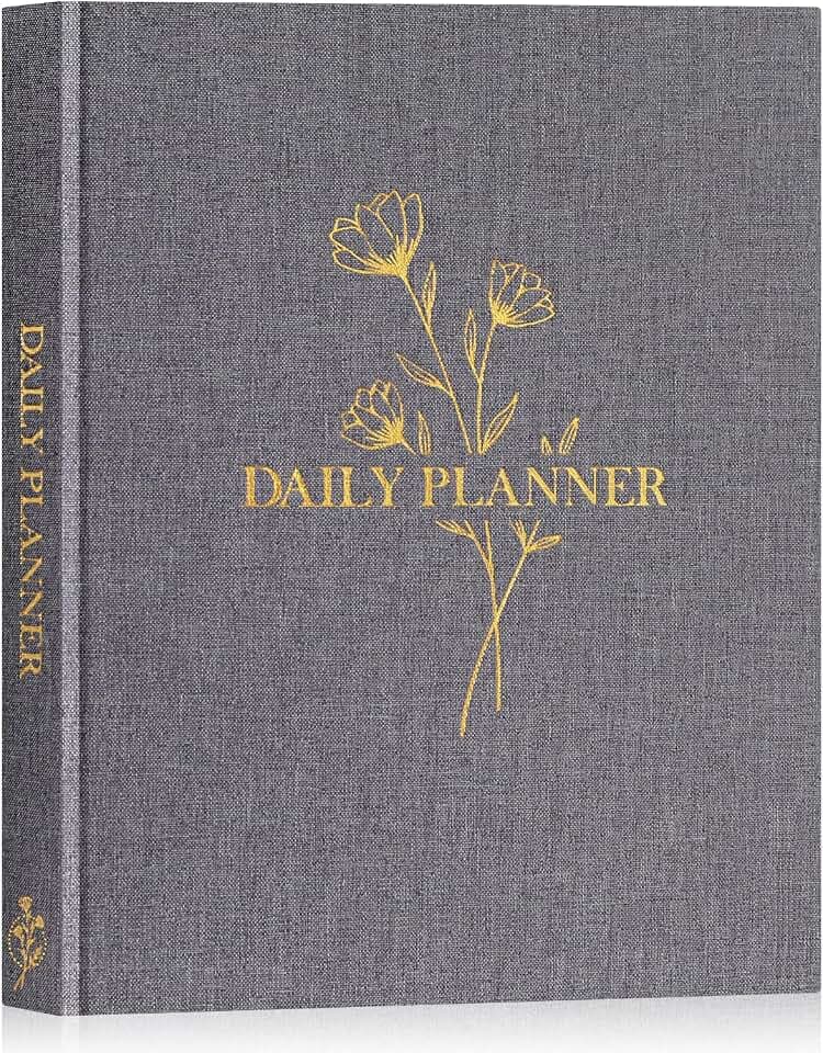 Lanpn Tagesplaner Block Undatiert 2025, To Do Liste Daily Planer mit Stundenplan, Aufgabenliste Terminplaner Notizbuch, Tagesplanung Notizblock für Frau Mann Schule Büro Organizer, Grau
