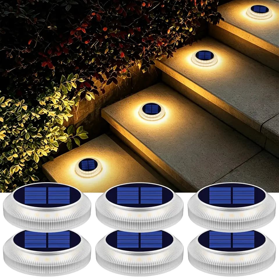 YiLaie Stick on Solar Deck Dock Step Stair Lights for Outside Solar Powered