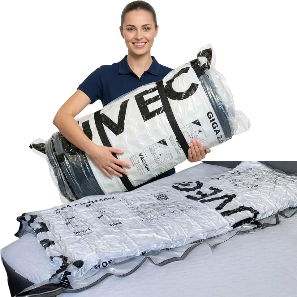 LUVEGO Matratzen-Vakuumbeutel 240 × 130 cm mit Gurten, wiederverwendbare XXL-Aufbewahrungshülle mit Ventil für Bettdecken, Bettwäsche, Kleidung und Umzug
