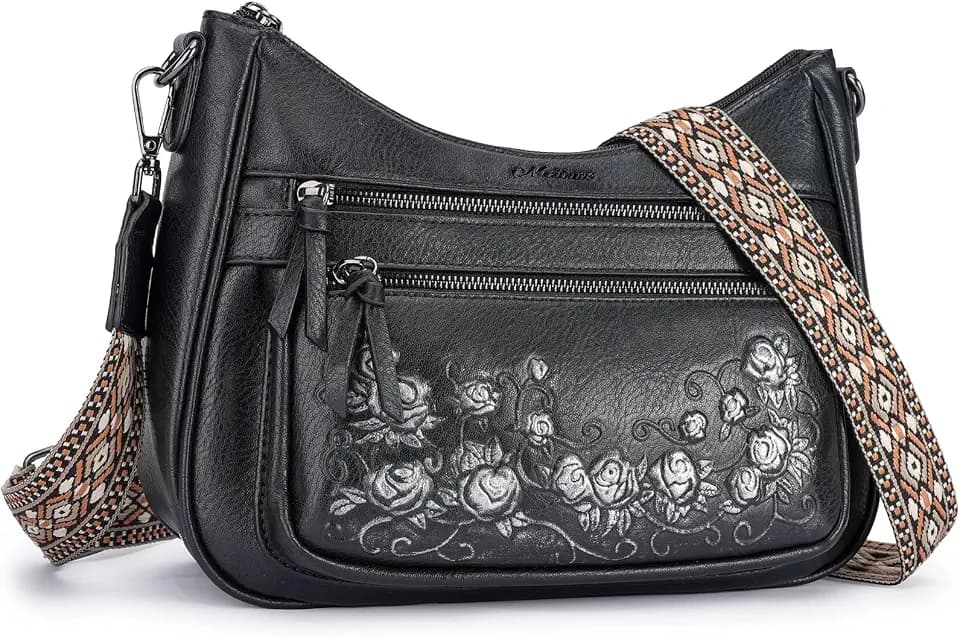 MEITRUE Crossbody Bags for Women Leather Medium Hobo Purse Trendy Shoulder Handbag with Adjustable Strap & Multi Pockets