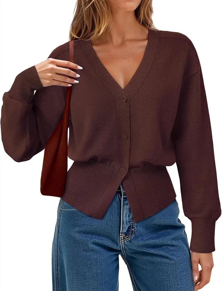 Gaharu Womens Open Front Cardigan Sweaters Long Sleeve Knitted Button Tops