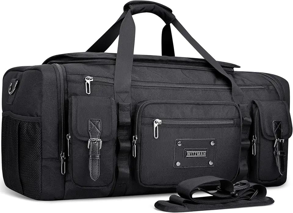 WITZMAN Duffle Bag for Men Large 55L Travel Duffel with Shoe Compartment