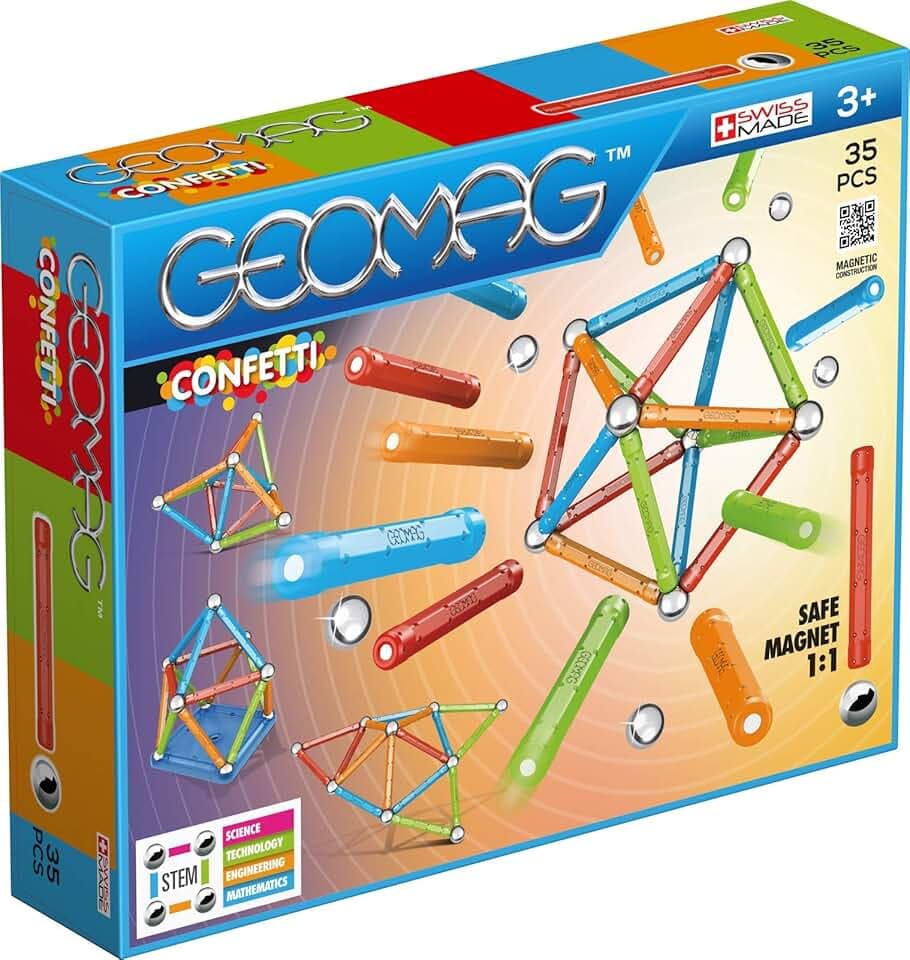 GEOMAG Classic Confetti 35-teilig Magnetisches spielzeug für Kinder, Geschenk für Jungen und Mädchen im Alter von 5 6 7 8 9 10 11 12 13 Jahren, magnetische Konstruktionen, Kinderspielzeug