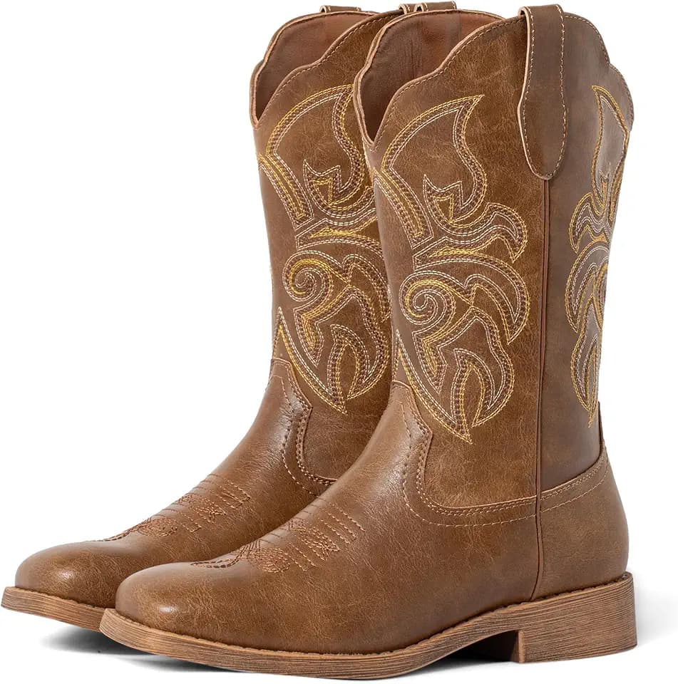 Cowboy Boots for Women Brown Cowgirl Boots Square Toe
