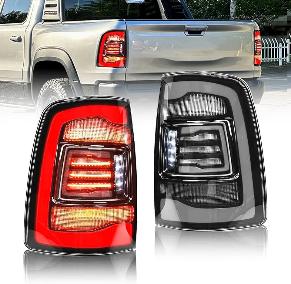 letsdate Full LED Taillights Fit For 4th Gen Dodge Ram 1500 2009-2018 Ram 2500/3500 2010-2018 All Models, Clear White Style