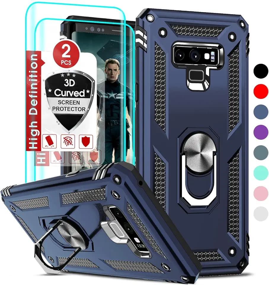 LeYi for Galaxy-Note-9-Case: [𝐍𝐨𝐭 𝐅𝐢𝐭 𝐍𝐨𝐭𝐞 𝟖] Samsung Note 9 Phone Case with [2 Pcs] Screen Protectors for Men, [Military-Grade] Phone Cover with Kickstand for Samsung Galaxy Note 9, Blue