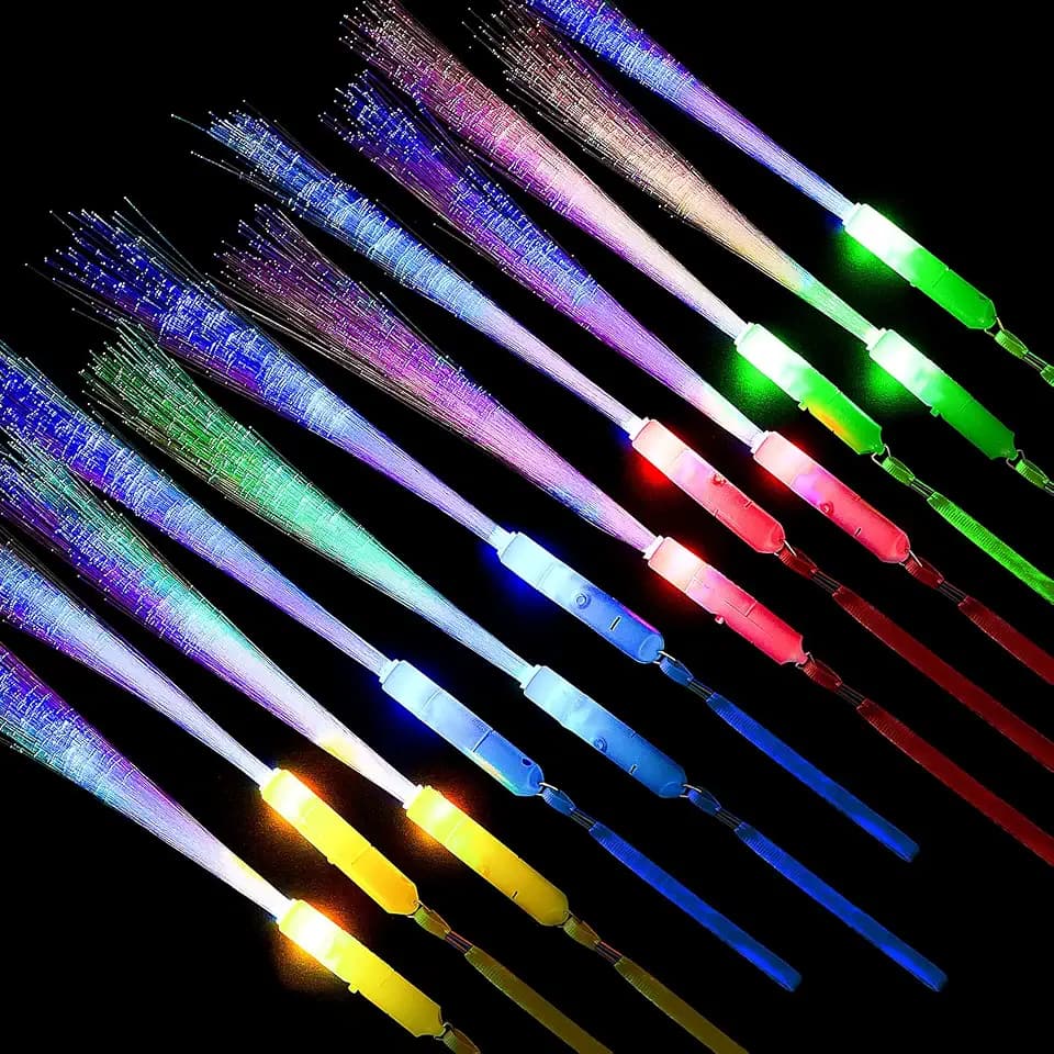 36 Pcs Fiber Optic Wand, LED Glow Sticks Bulk with 3 Modes, Mixed Color