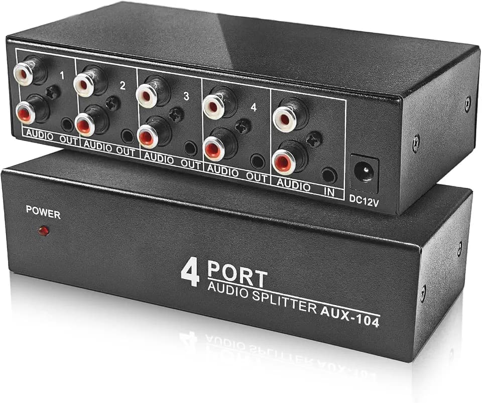 4-Way RCA L/R & 3.5mm Stereo Audio Splitter 1 in 4 Out