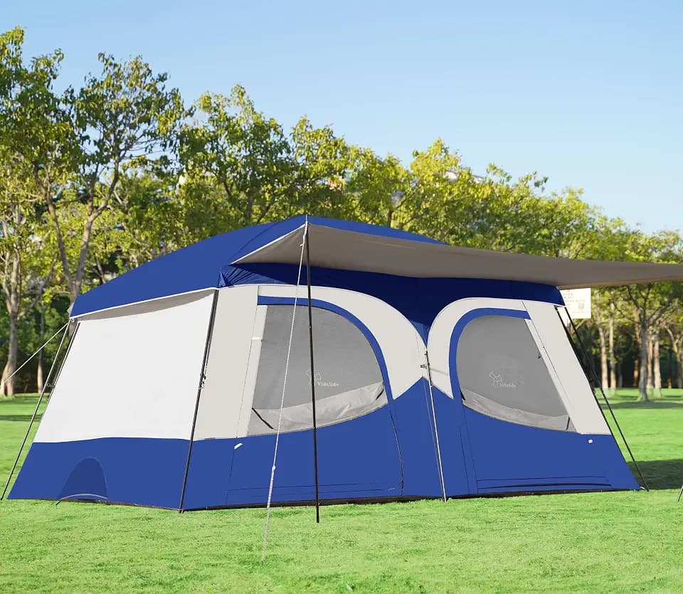 Vidalido Tents，8-10 Person Camping Tent with Extended Vestibule，2 Room Weather Resistant Family Tents，Easy Install Waterproof Outdoor Tent for Camping Hiking