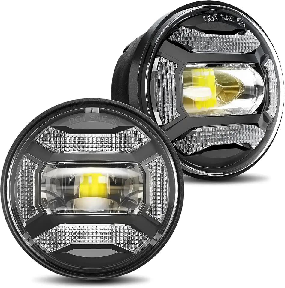 LX-LIGHT DOT Black 60W 4.5 Inch LED Passing Light with DRL LED Fog Lamps for Motorcycles Auxiliary Light Bulb Motorcycle Projector Driving Lamp