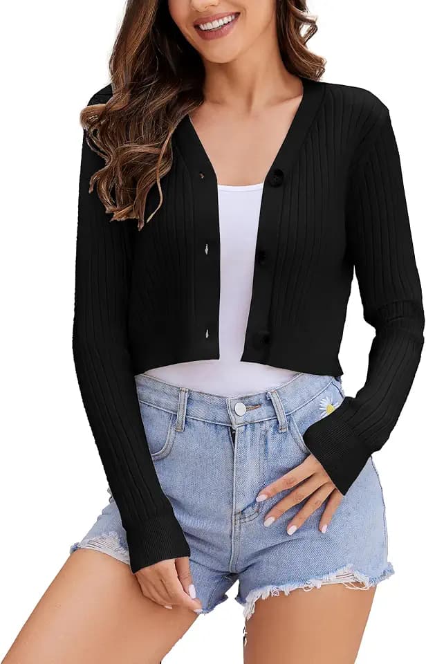 Satuun Women's Long Sleeve Cropped Cardigan Sweaters Bolero Shrugs