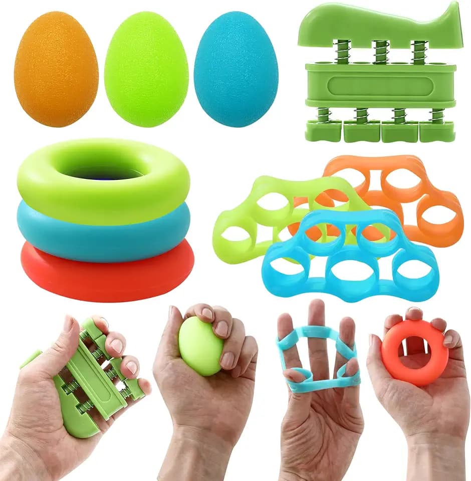 10 Stück Handtrainer Fingertrainer,Eiförmige Griffbälle Drei Widerstandsstufen Handtrainer zur Verbesserung der Griffstärke beim Klettern, Gitarre und Klavier