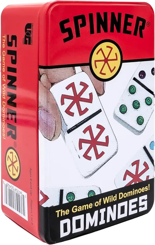 Front Porch Classics Spinner Dominoes Travel Tin Family Game Set, Ages 8+