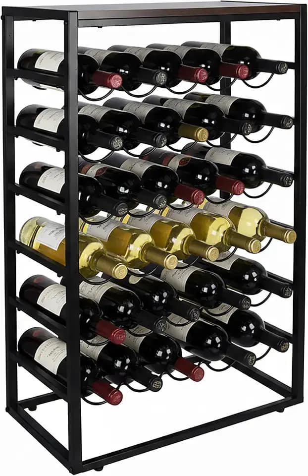 Relaxdays Weinregal, 30 Flaschen, Industrial, schwarz/braun
