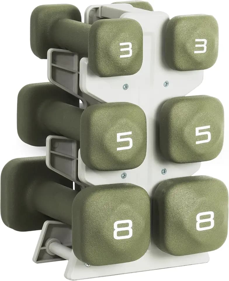 Tone Fitness Neoprene Dumbbell Set with Storage Rack – Non-Slip, Anti-Roll Hand Weights for Home Gym Workouts | 20 lb, 32 lb, 50 lb, 60 lb & 100 lb Options