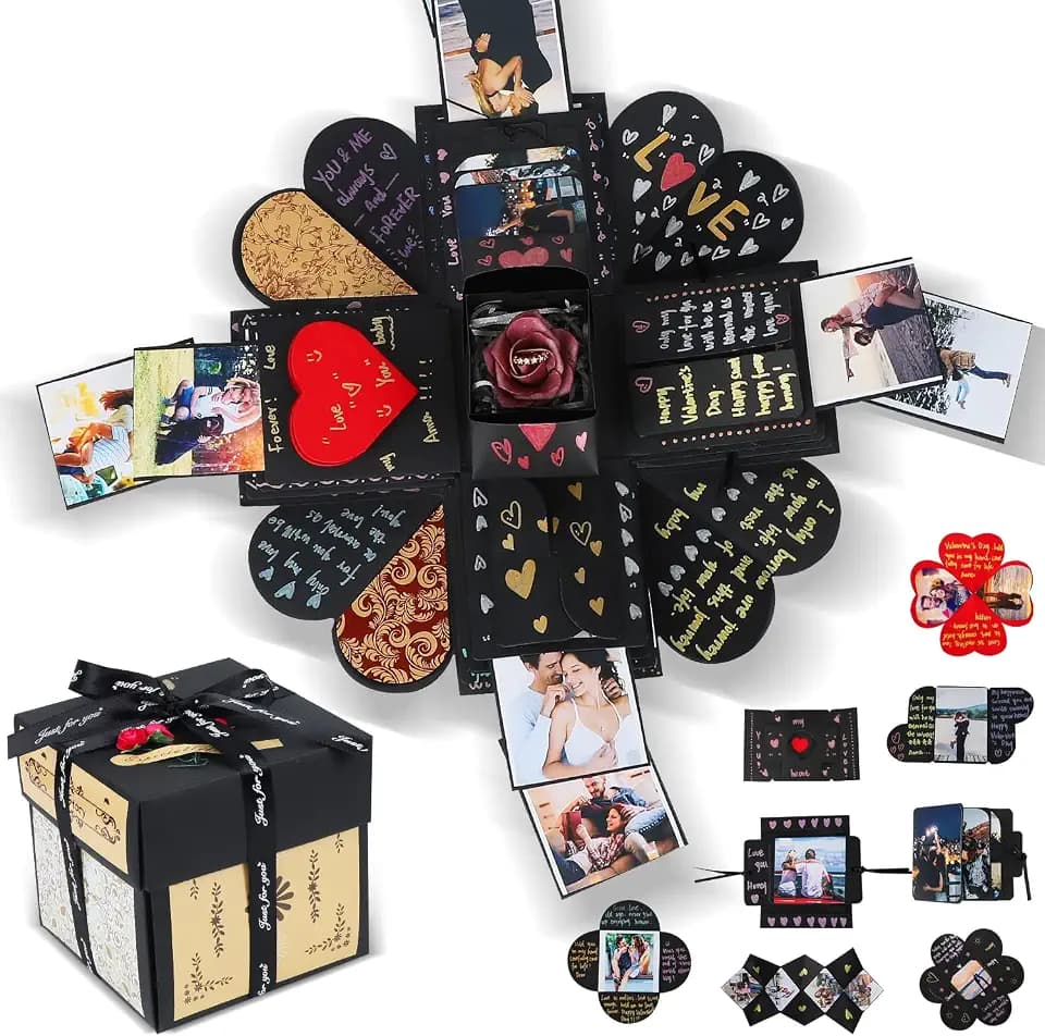 YITHINC DIY Geschenkbox Überraschungsbox mit mehr als 20 Teilen zum Personalisieren Geschenk für Verlobung,Hochzeit,Jubiläum,Geburtstag,Valentinstag,Muttertag oder einfach nur aus Liebe