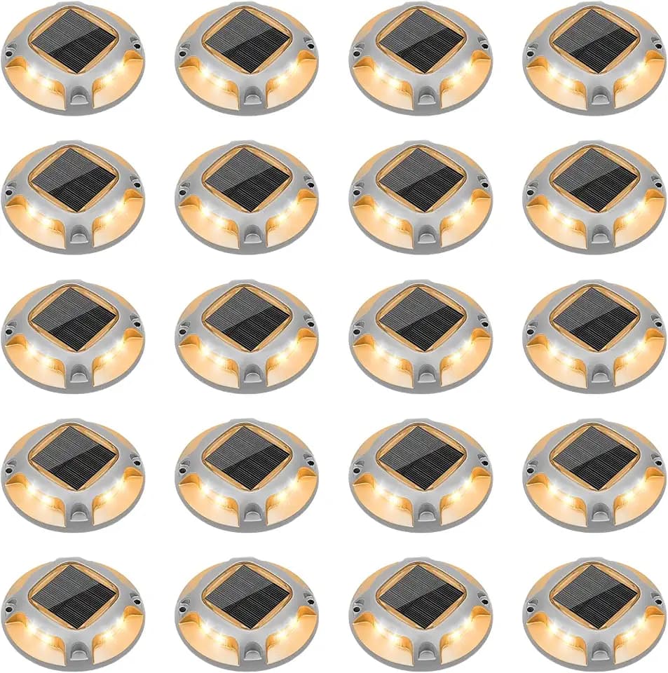 VOLISUN Solar Driveway Marker Lights Dock Marine Led Deck Outdoor 20 Pack