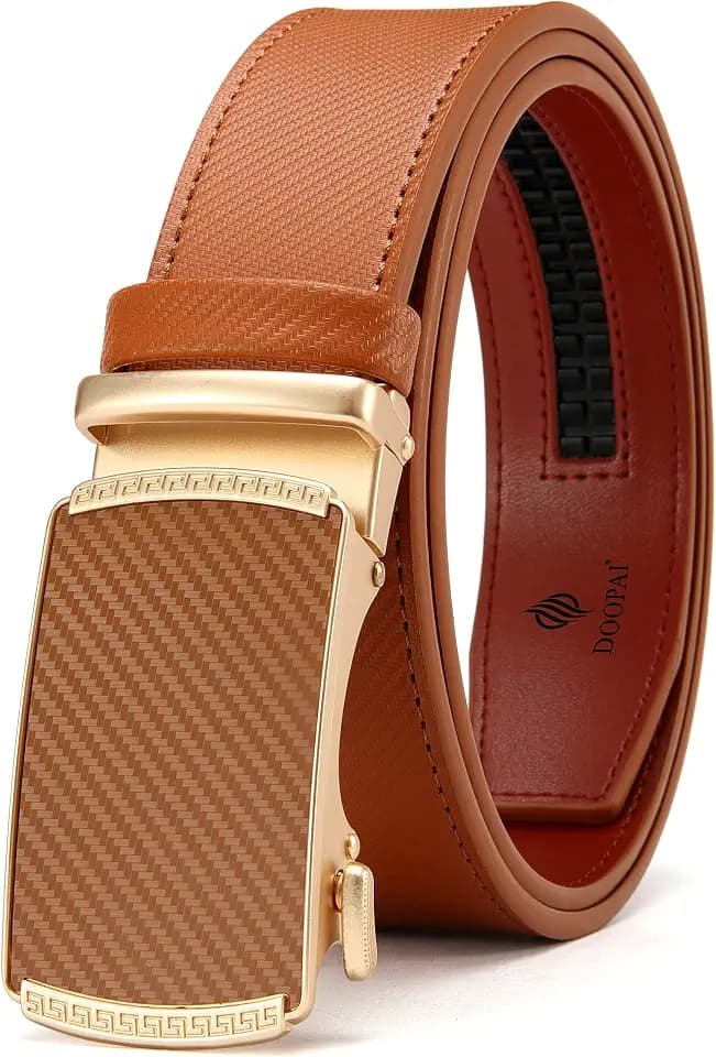 DOOPAI Men's Leather Ratchet Belt, 1 3/8" Wide, Cut-to-Fit