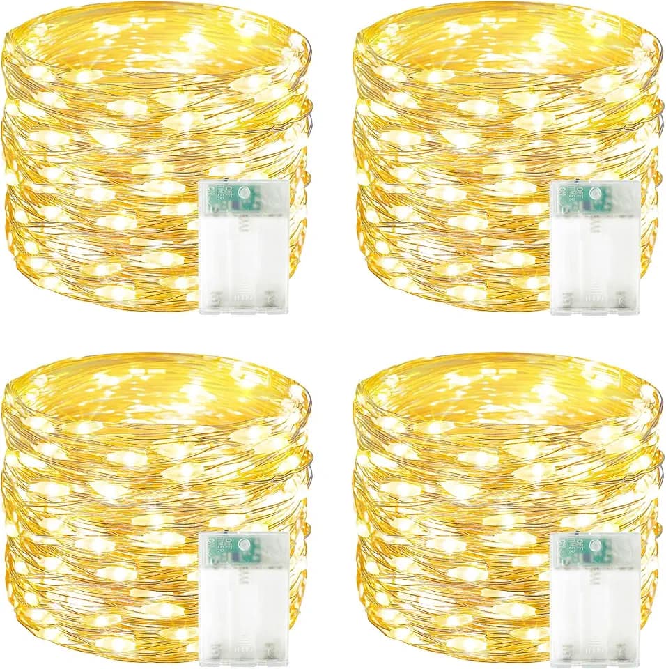 4 Pack 60 LED Fairy Lights Battery Operated with Timer, 20 FT String Lights
