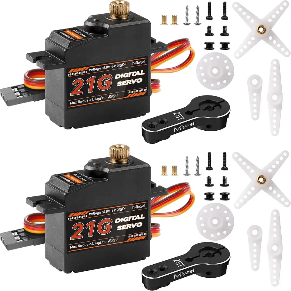 Miuzei Micro Servo Motor 21G Metal Gear Steering for 1/16 1/14 RC Car 2Pcs