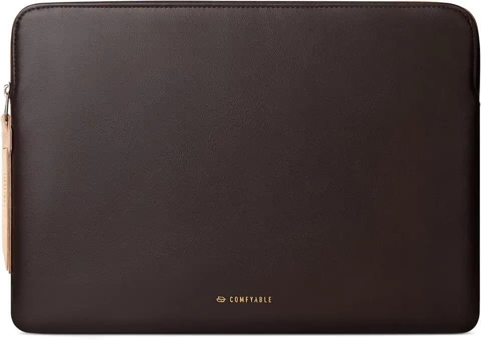 Comfyable Slim Laptop Sleeve Compatible with 13 Inch MacBook Air 13 in M5 M4 M3 M2, 13" MacBook Pro/Neo, PU Leather Bag Water-Resistant Cover Case, Chocolate