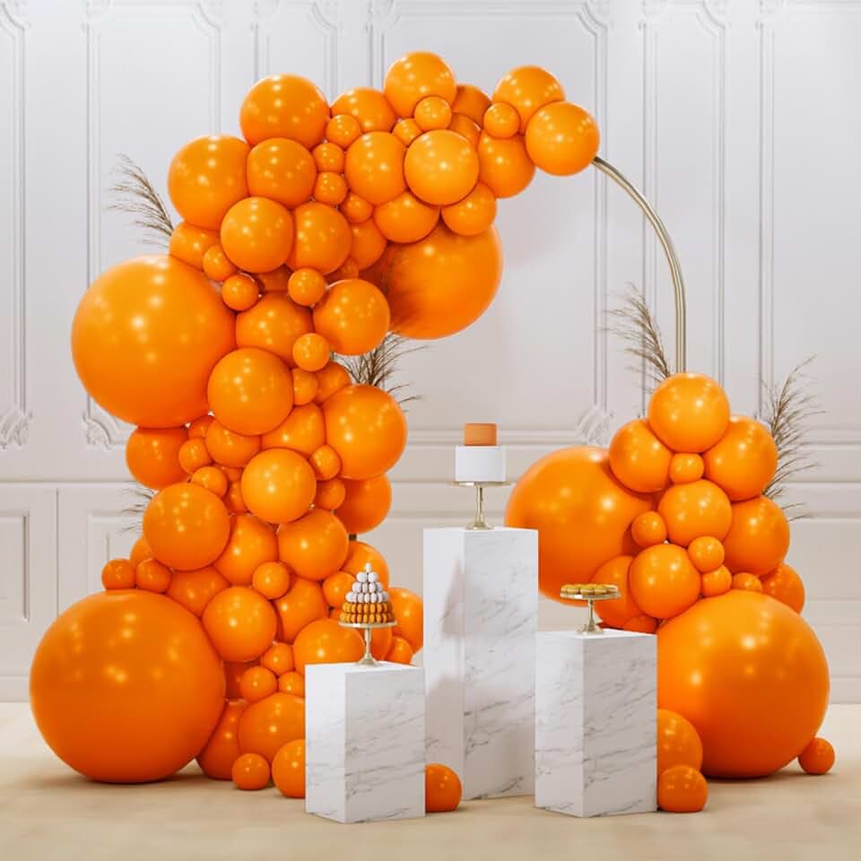 PartyWoo Orange Balloons 145pcs Fall Latex Helium Balloons Different Sizes