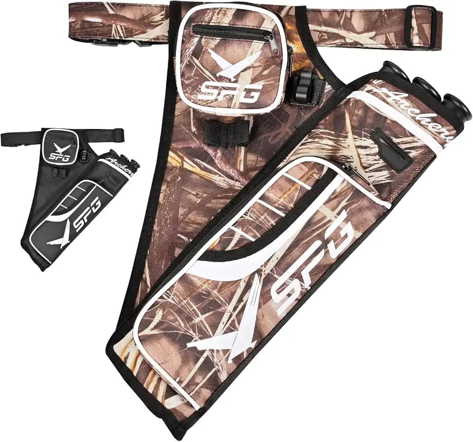 SPG Arrow Quiver Archery Hip Quiver, Durable Adjustable Waist Belt Three Arrows Tube for Arrow Storage Compound Bow Recurve Bow Accessories