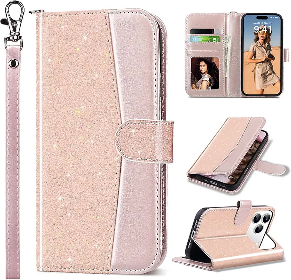 ULAK for iPhone 18 Pro/iPhone 17 Pro Wallet Case with Card Holders, Pink