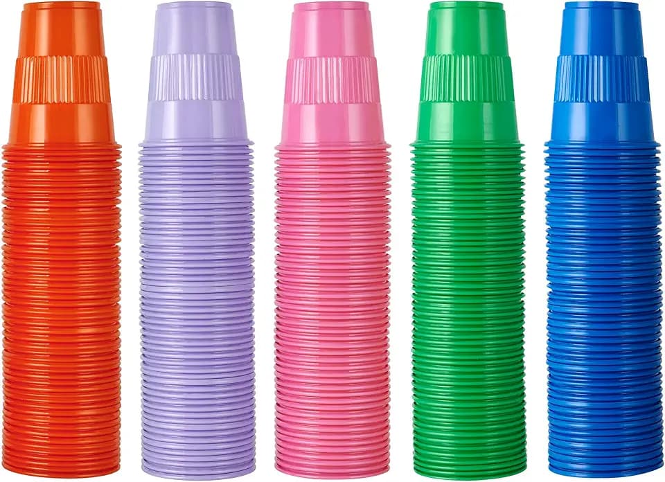 Lilymicky 500 Pack 9 oz Disposable Plastic Cup in 5 colors, Great for Party