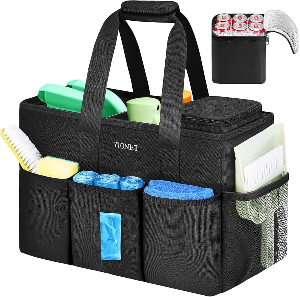 Ytonet Large Cleaning Caddy Bag, Cleaning Supplies Organizer with Handle
