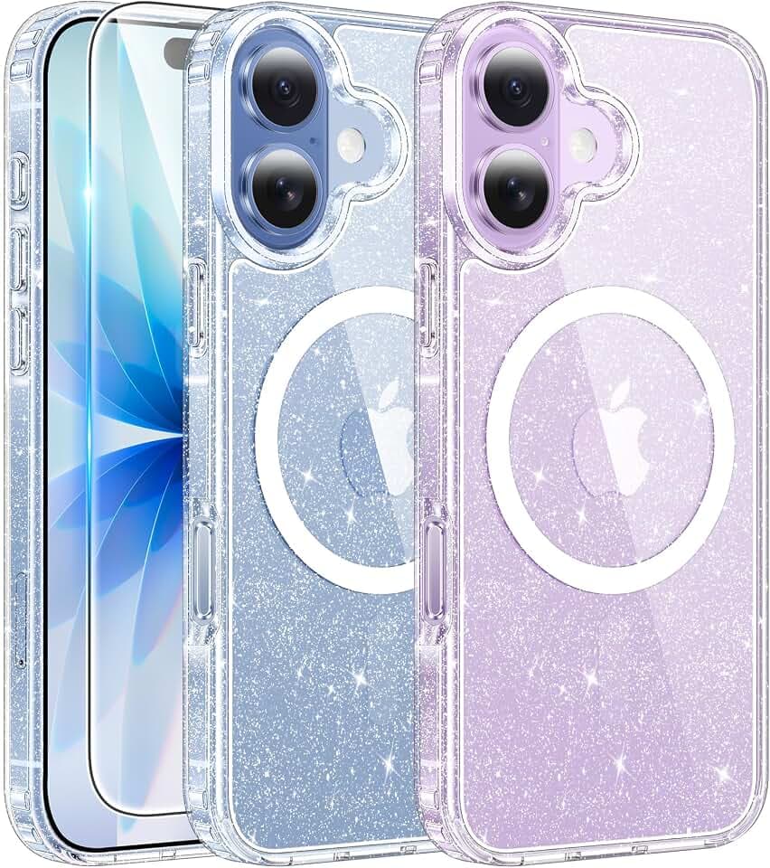 FNTCASE for iPhone 17 Glitter Case Compatible with Magsafe Clear Phonecase