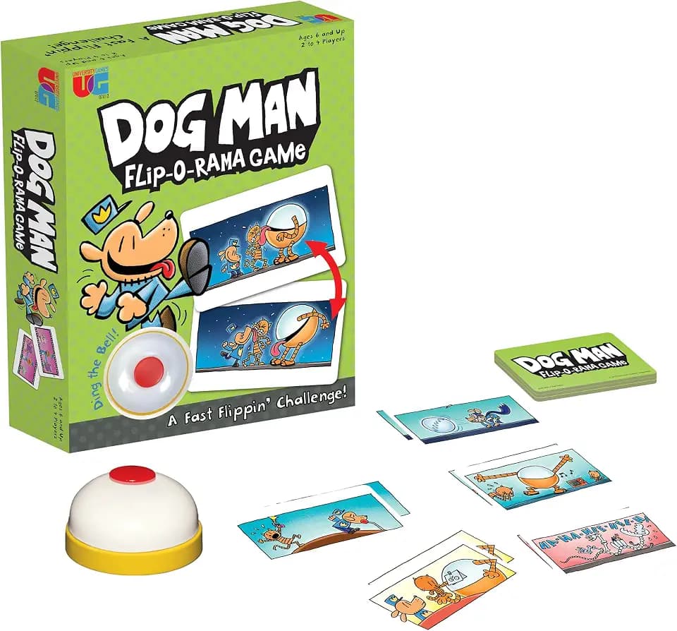 Dog Man Flip-O-Rama Memory Card Game for Kids, Family Game, Ages 6+