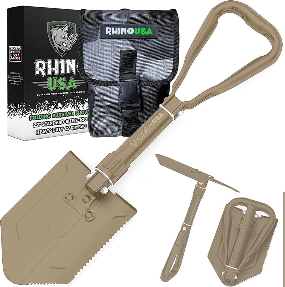 Rhino USA Folding Survival Shovel with Pick - Military Entrenching Tool