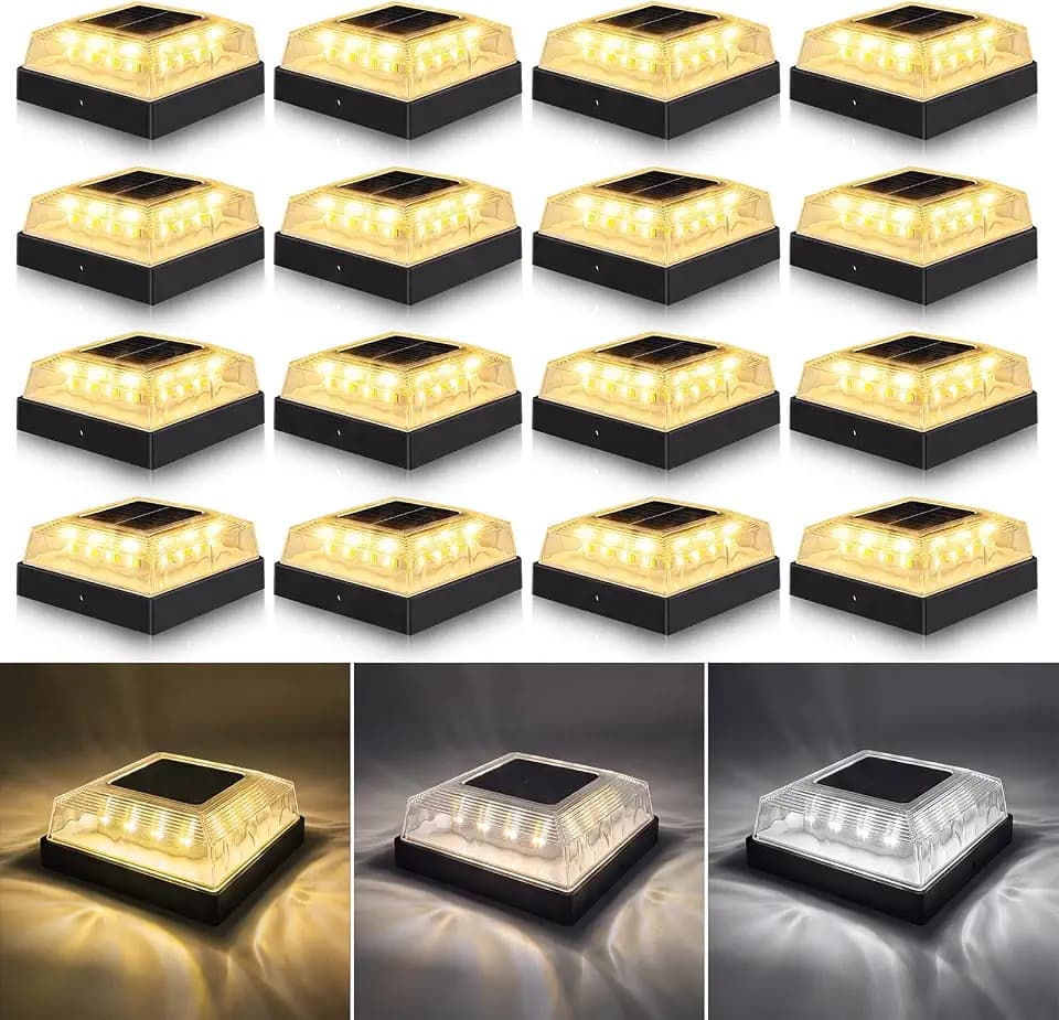 vighep Solar Post Cap Lights Outdoor for 16 Pack 3.5x3.5 & 4x4 in Posts Only