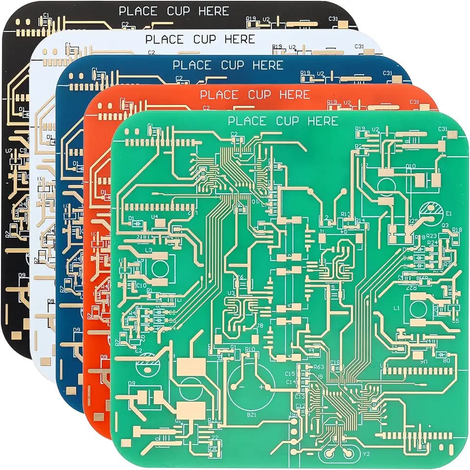 PATIKIL 5 Stk Untersetzer PCB Untersetzer Leiterplattenuntersetzer FR-4 Getränkeuntersetzer für Getränke Kaffee Tisch Bar Geschenke Freund Männer 5 Farben