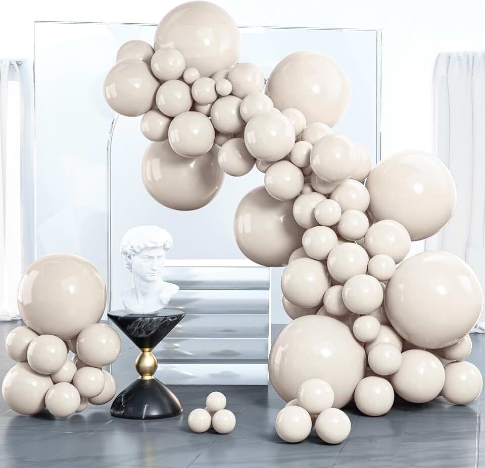 PartyWoo White Sand Balloons 100pcs Off White Beige Cream Ivory Boho Color