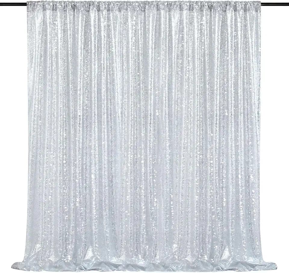 Silver Sequin Backdrop Sequin Wedding Photo Curtains 10ft x 10ft