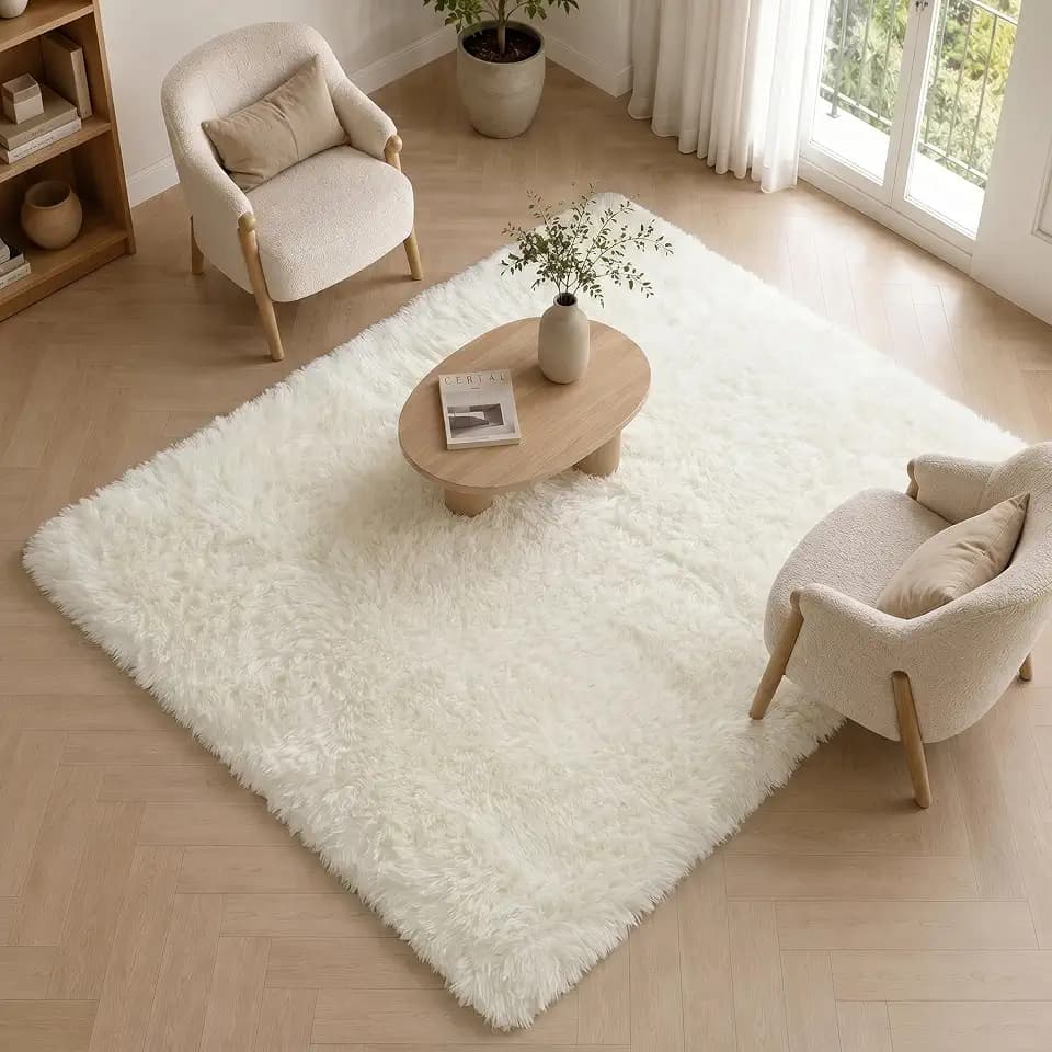 BEIMO Hochflor Teppich Flauschig Weiß Teppich Wohnzimmer 160x230 Teppiche Schlafzimmer Anti-Rutsch Bettvorleger Teppiche Weich rutschfest für Kinderzimmer
