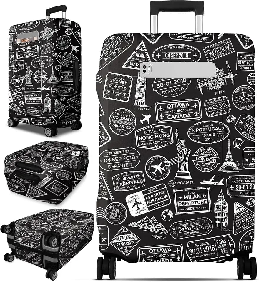 Slohif Luggage Cover for Suitcase Tsa Approved Protector - Luggage Sleeve Large Suit Case Cover Travel Stretch Baggage Case Protective Washable Fit 21-23 Inch Airplane