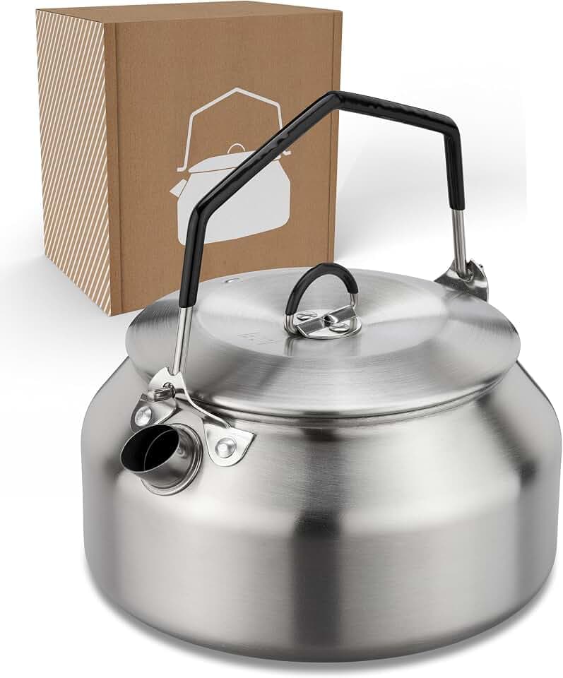 LAMBDA COFFEE® GEYSIR Wasserkessel 1L aus Edelstahl mit nur 290g I Teekanne I Tragbarer Campingkessel 1000ml I Camping Wasserkocher