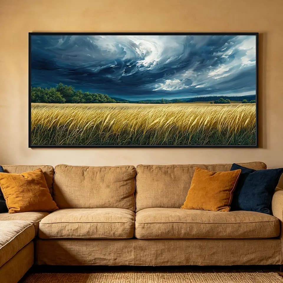 Large Horizontal Farmhouse Canvas Wall Art for Living Room - 58x29 Inch