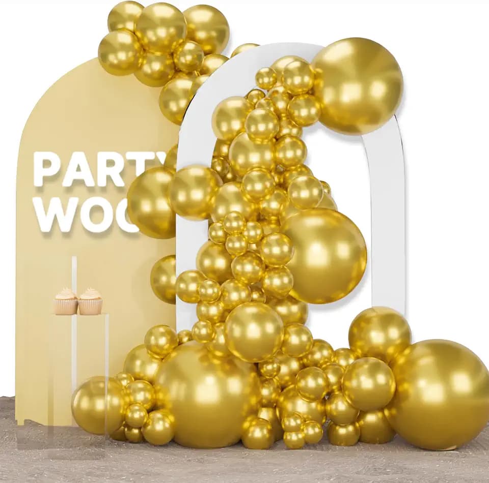 PartyWoo Metallic Gold Balloons 155pcs Different Sizes of 18 12 10 5 Inch
