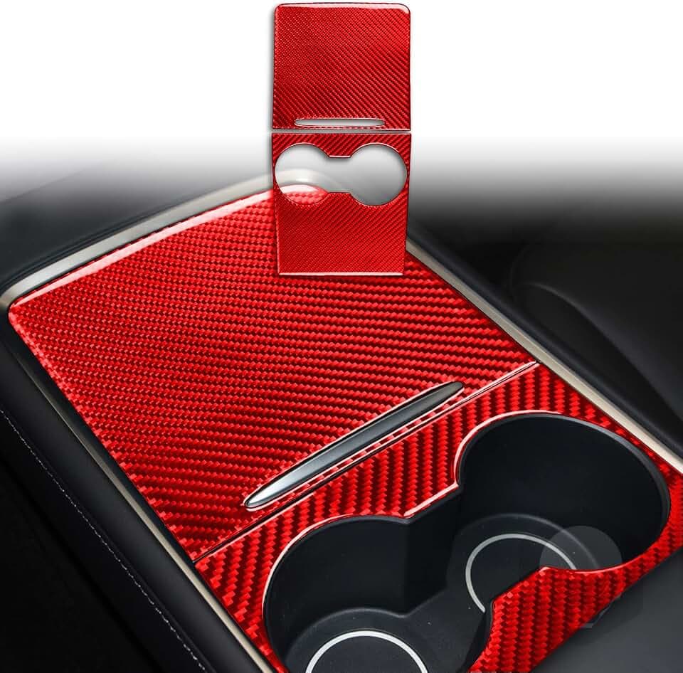 JKYUKU Real Carbon Fiber for Tesla Accessories Center Console Organizer
