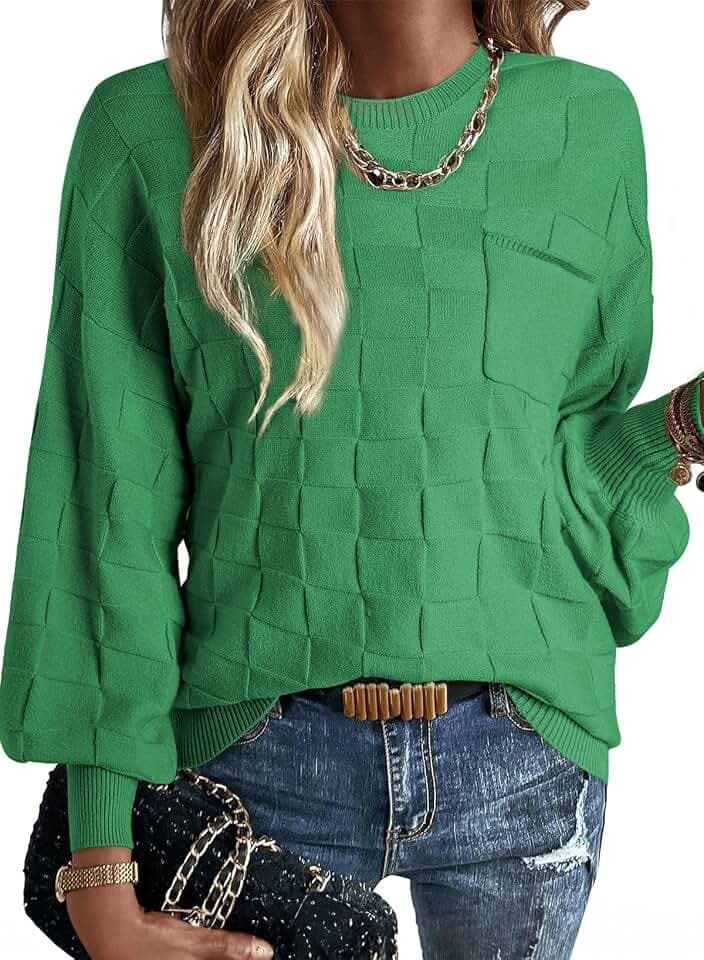 SHEWIN Womens Sweaters Dressy Casual Crewneck Long Sleeve Fall Tops