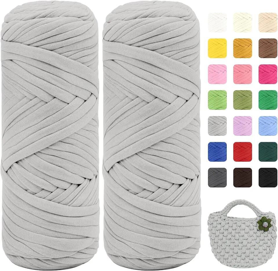 Maxee 400g T-Shirt Garn – 2 er Pack (je 200g/75m), Weiches Beilaufgarn zum Häkeln & Stricken – Farbintensiv & pflegeleicht, Ideal für Häkeltaschen/Körbe/Teppiche DIY Projekte, Handarbeiten und Deko