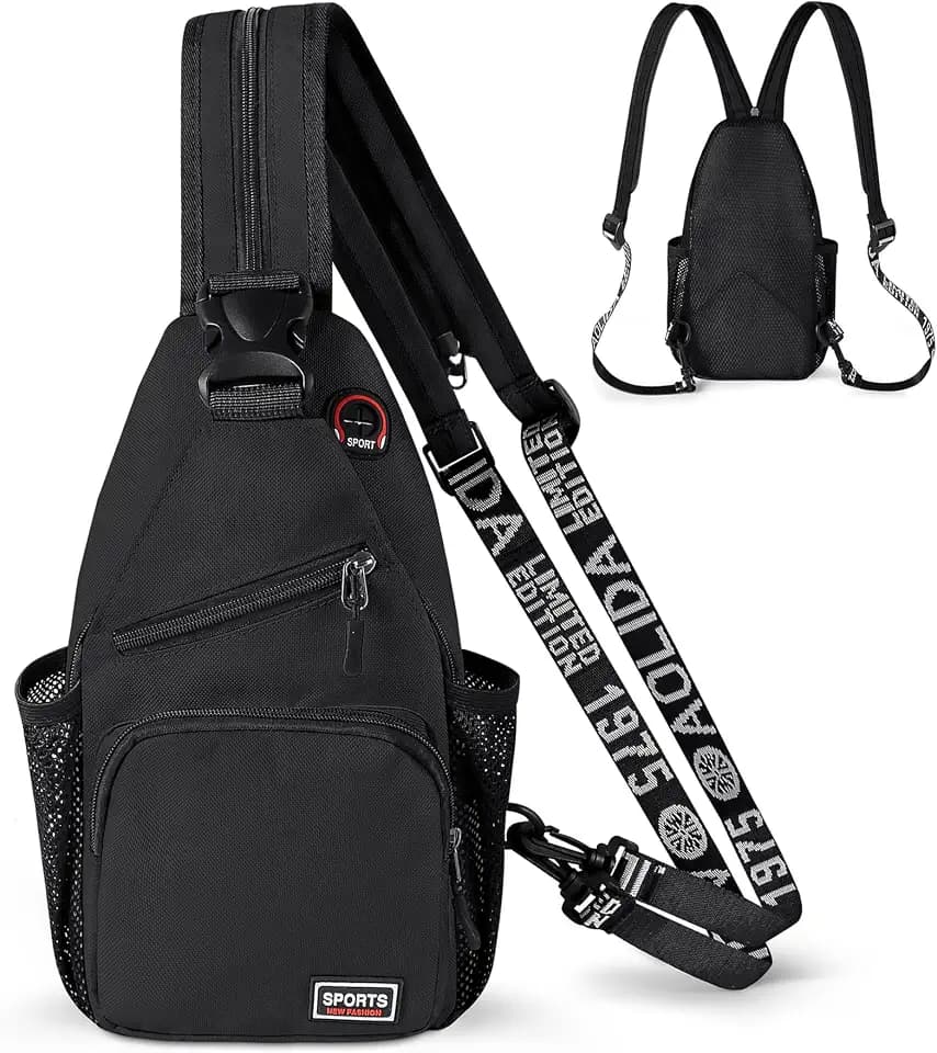 Geestock Sling Bag Brusttasche Herren & Damen, Leichter 2-in-1 Klein Rucksack & Umhängetasche, Wasserdicht Schultertaschen Chest Taschen für Outdoor, Reisen, Alltag (Schwarz)