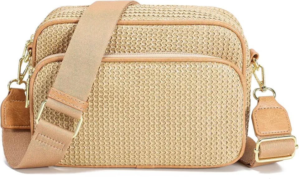 Faux Straw Crossbody Bags for Women RFID Raffia Summer Purse 2026