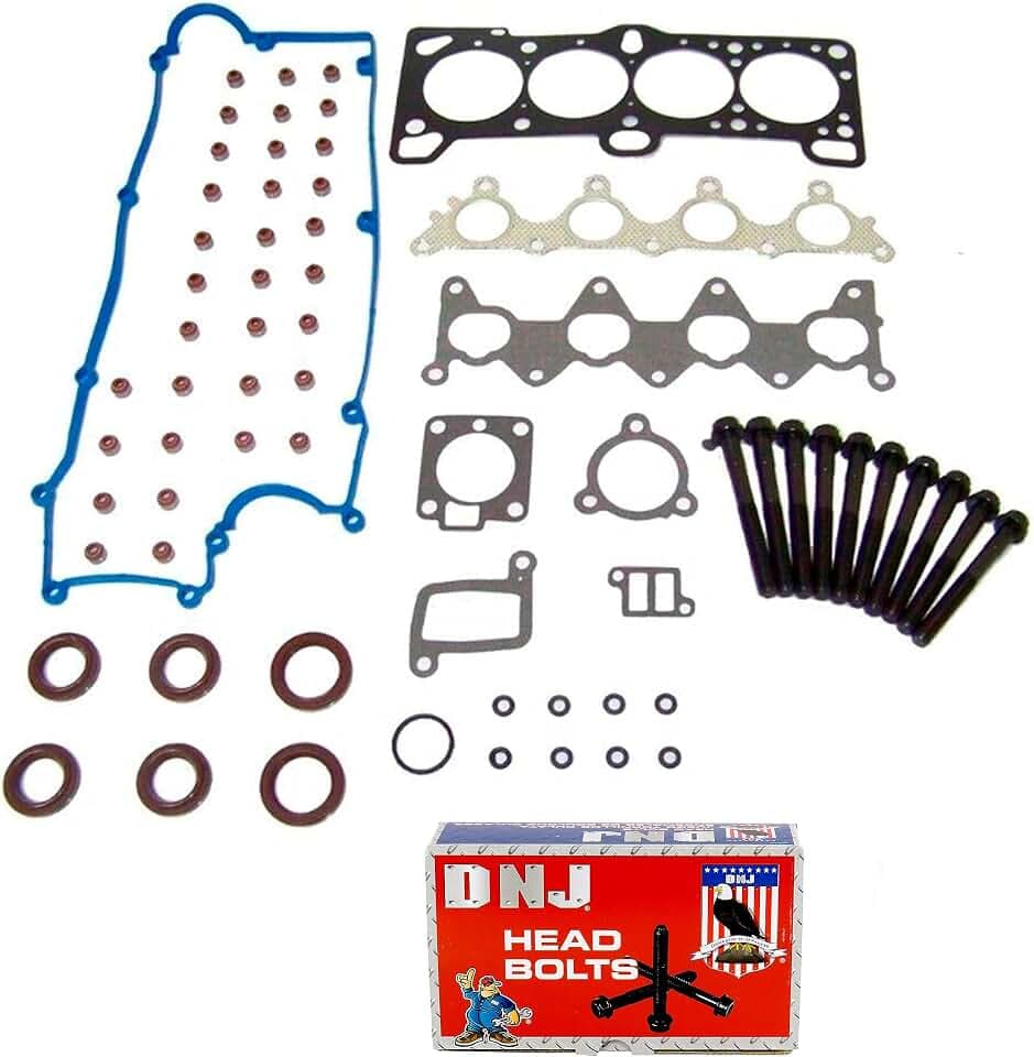 DNJ HGB172 Engine Cylinder Head Gasket Set with Head Bolt Kit, Complete Repair Set for 2006-2011 Hyundai Kia Accent Rio Rio5 1.6L L4 16V DOHC 1599cc